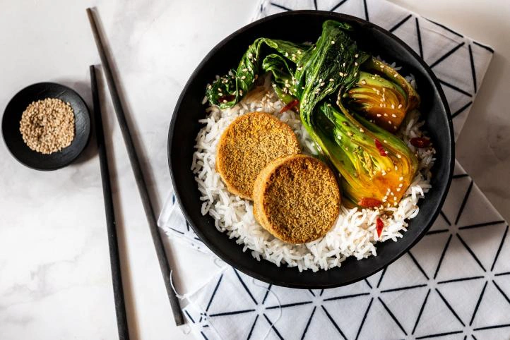 MINI VERDE AMORE MIT PILZEN, Pak Choi und Basmatireis