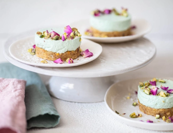 Mini cheese cake al tè matcha