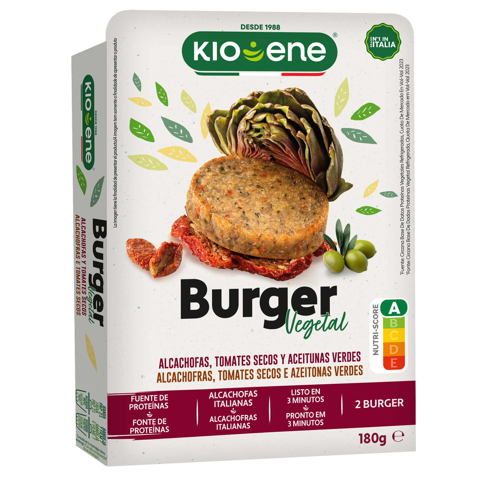 Burger vegetal con alcachofas, tomates secos y aceitunas verdes